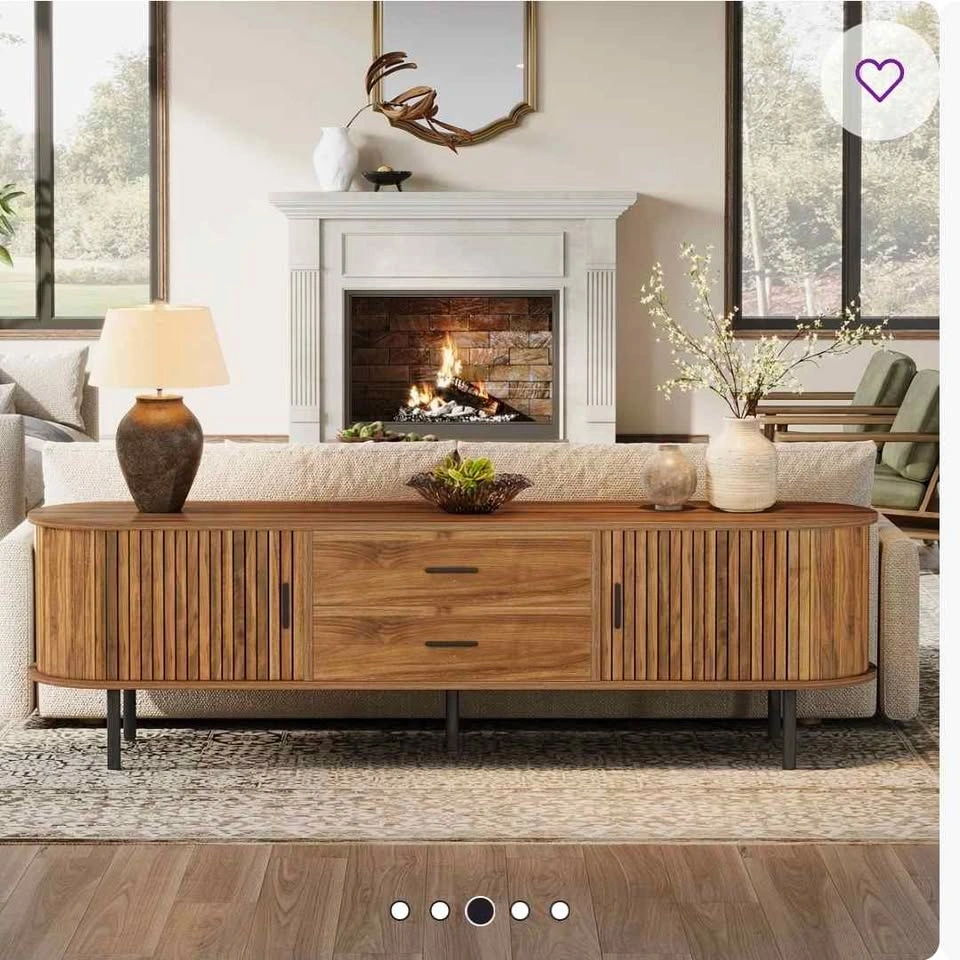 70" Mid-century Modern Low Console Cabinet - photo 3