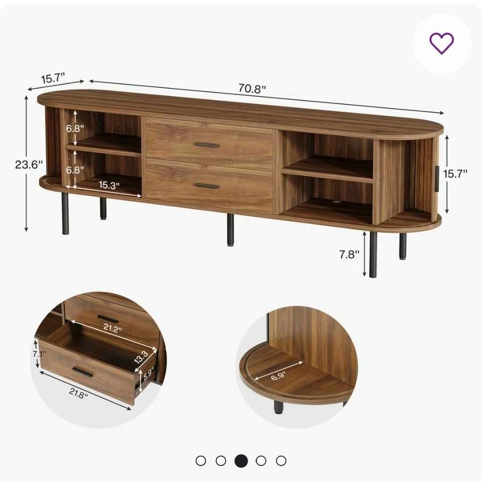 70" Mid-century Modern Low Console Cabinet - photo 5
