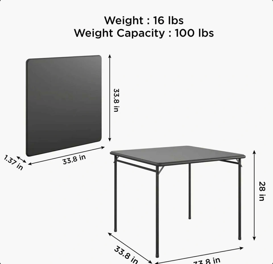 COSCO 34” Square Folding Card Table – Vinyl Top, Heavy-Duty Stee - photo 3