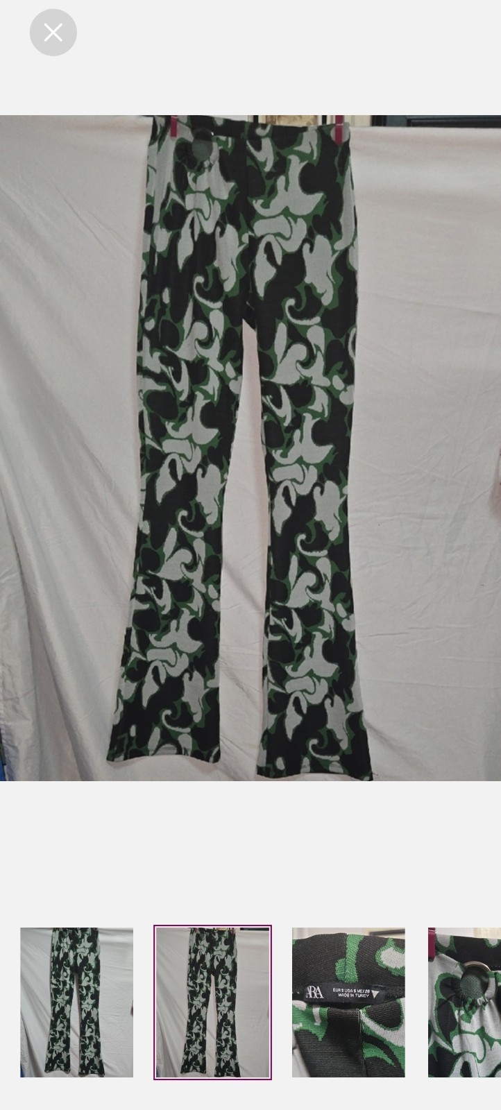 Zara Green, Black & White Abstract Knit Flare Pant - photo 2