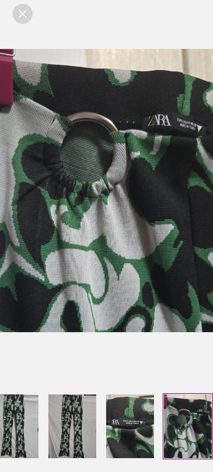 Zara Green, Black & White Abstract Knit Flare Pant - photo 4