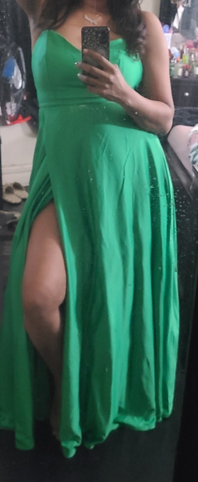 Elegant Green Ballgown/Prom Dress with Spaghetti Straps