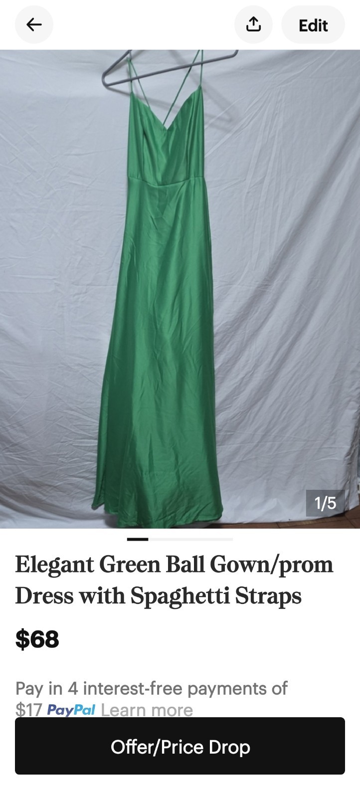 Elegant Green Ballgown/Prom Dress with Spaghetti Straps - photo 2