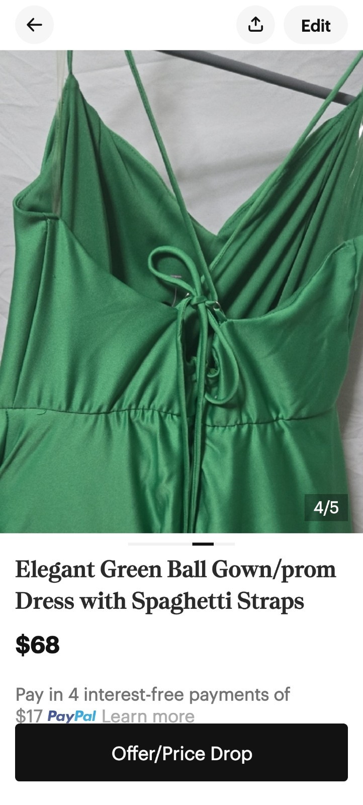 Elegant Green Ballgown/Prom Dress with Spaghetti Straps - photo 3