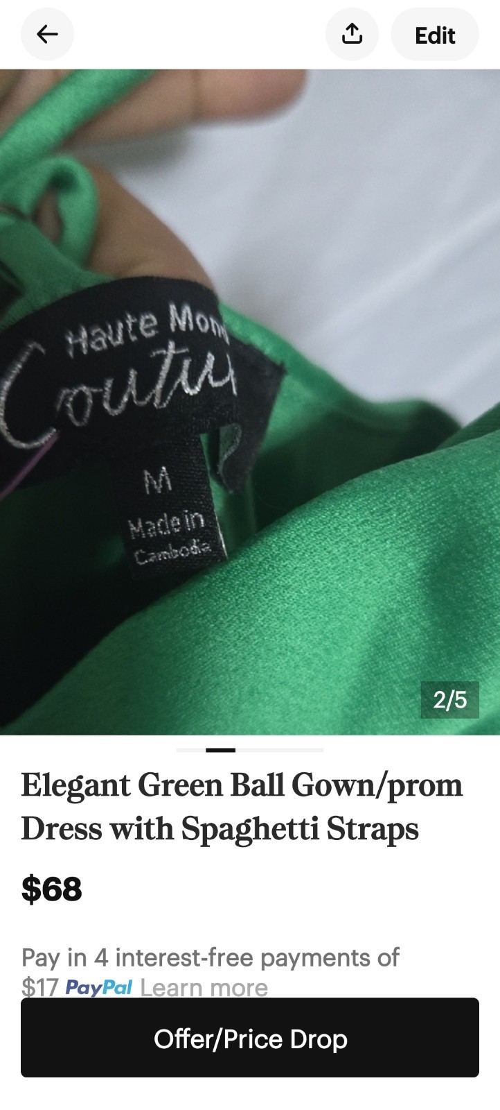 Elegant Green Ballgown/Prom Dress with Spaghetti Straps - photo 4