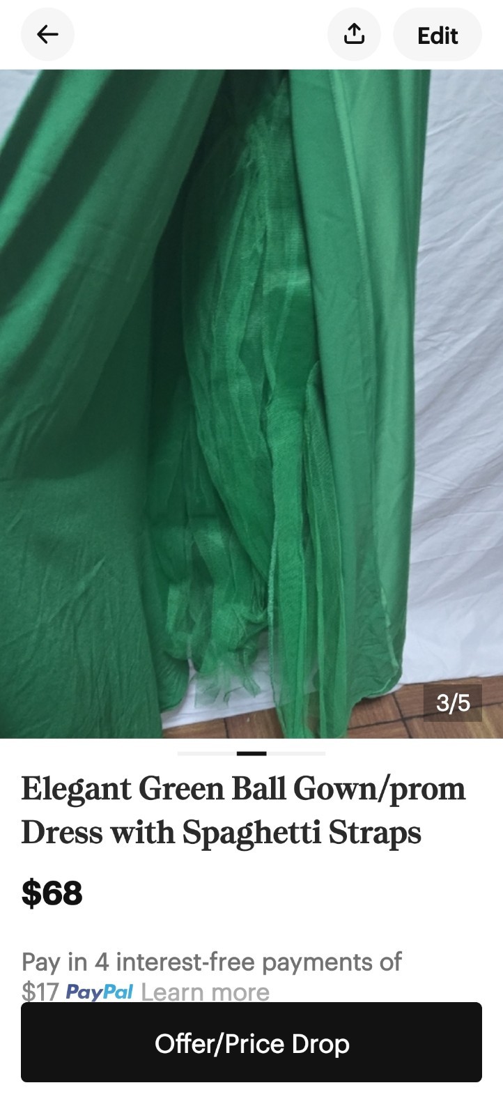 Elegant Green Ballgown/Prom Dress with Spaghetti Straps - photo 5