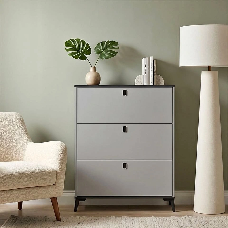 Slim Nordic-style Shoe Cabinet - Entryway Storage