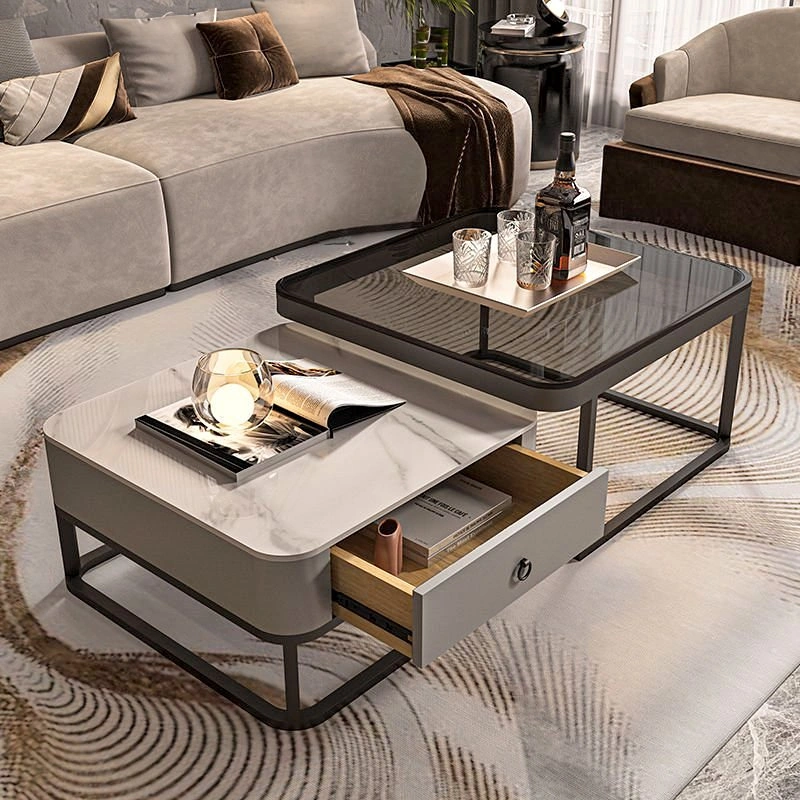Modern Italian Square Coffee Table Set - Sleek Living Room Luxur