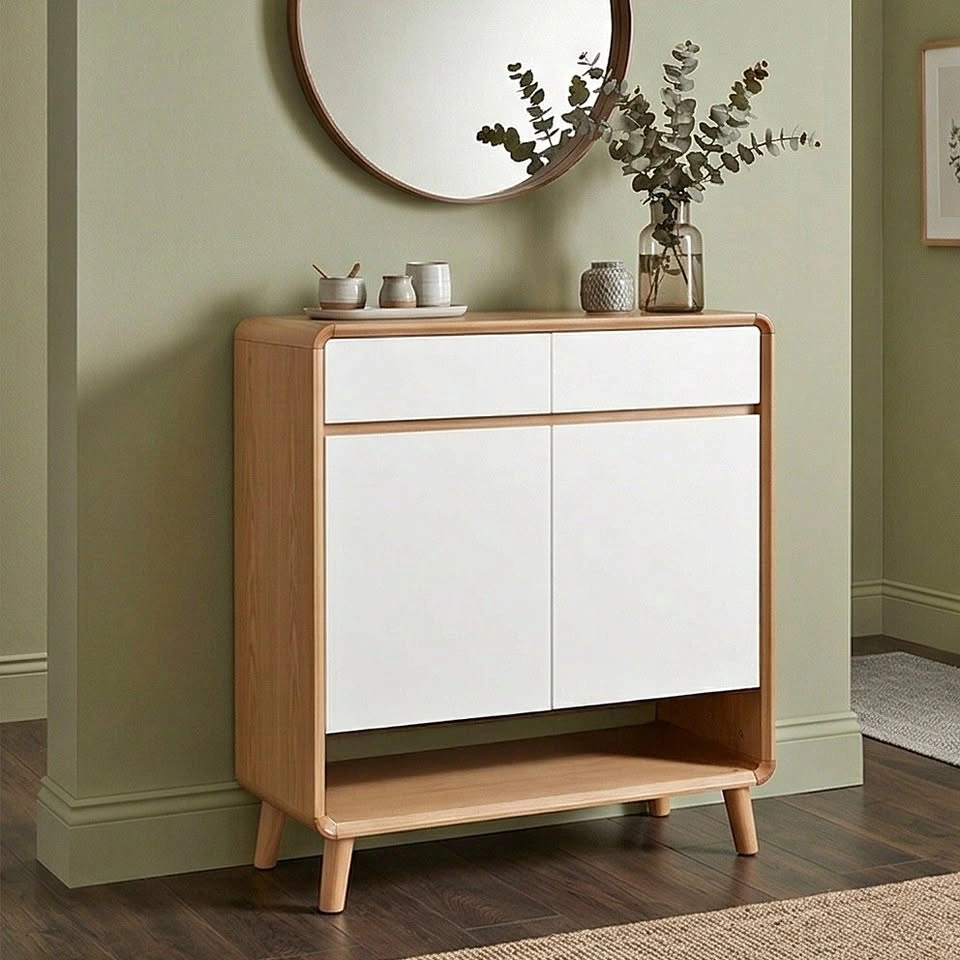 Nordic Wooden Shoe Cabinet - Entryway Organizer