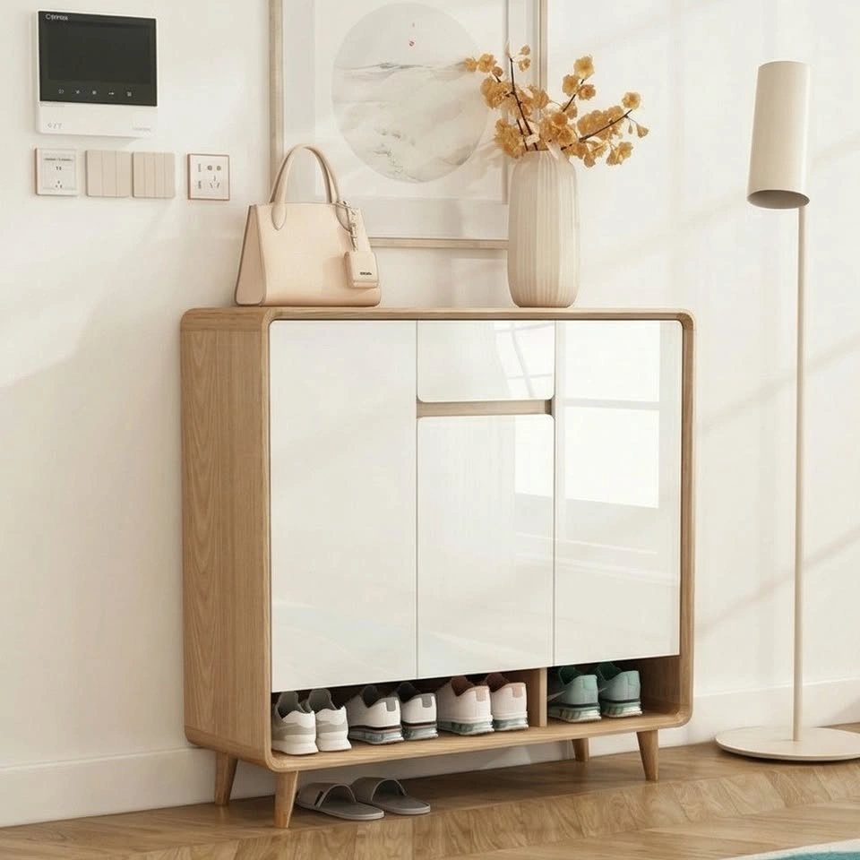 Nordic Wooden Shoe Cabinet - Entryway Organizer - photo 2