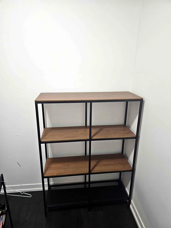 Modern Black Metal Wood Bookshelf
