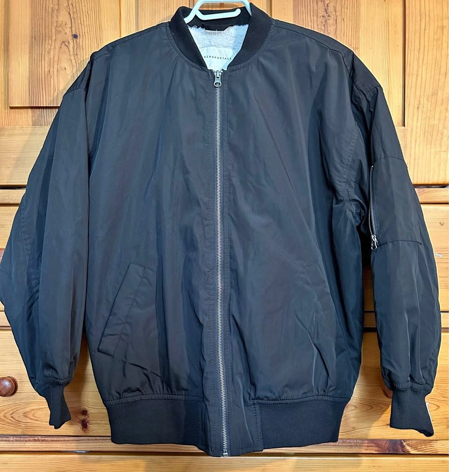 Aeropostale Black Sherpa Lined Bomber Jacket XS
