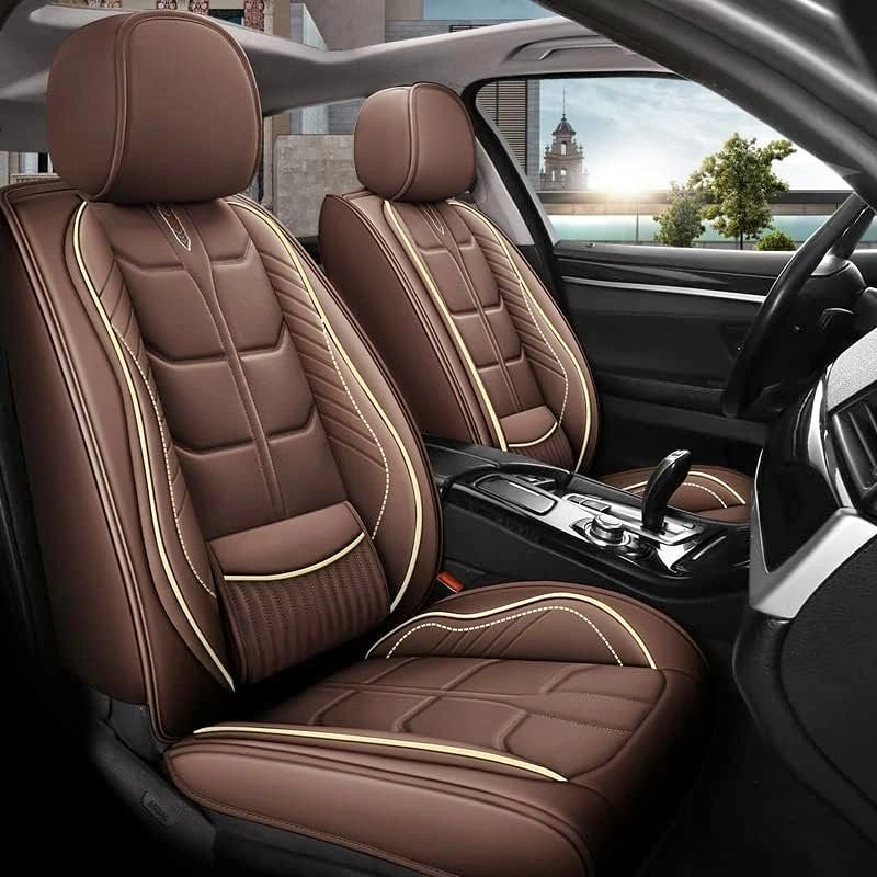 Luxury Leather Car Seat Covers (Full Set 5-Seat) - Coffee Brown