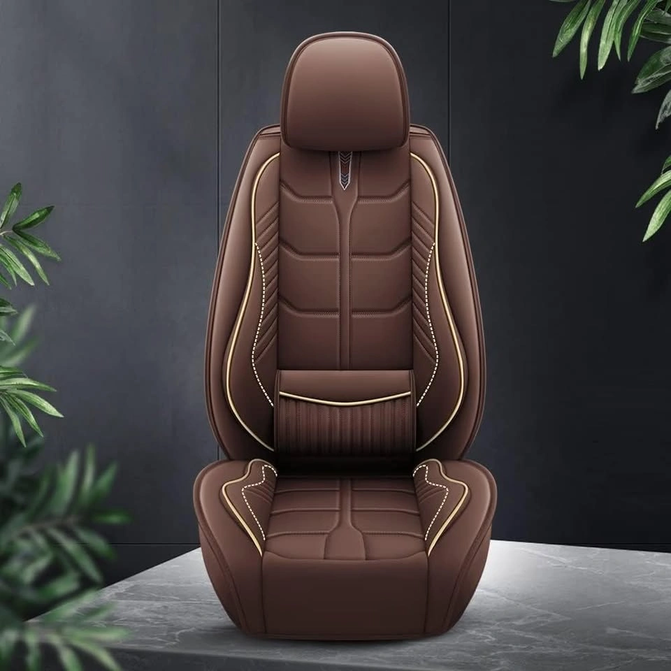 Luxury Leather Car Seat Covers (Full Set 5-Seat) - Coffee Brown - photo 2