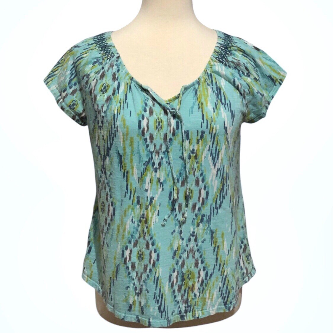 Sonoma Life and Style Teal Tribal Print Top M - photo 3