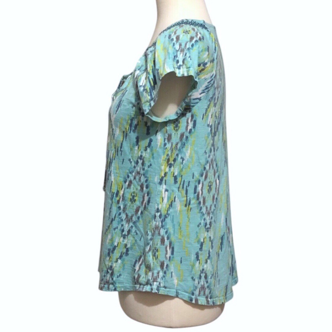 Sonoma Life and Style Teal Tribal Print Top M - photo 4
