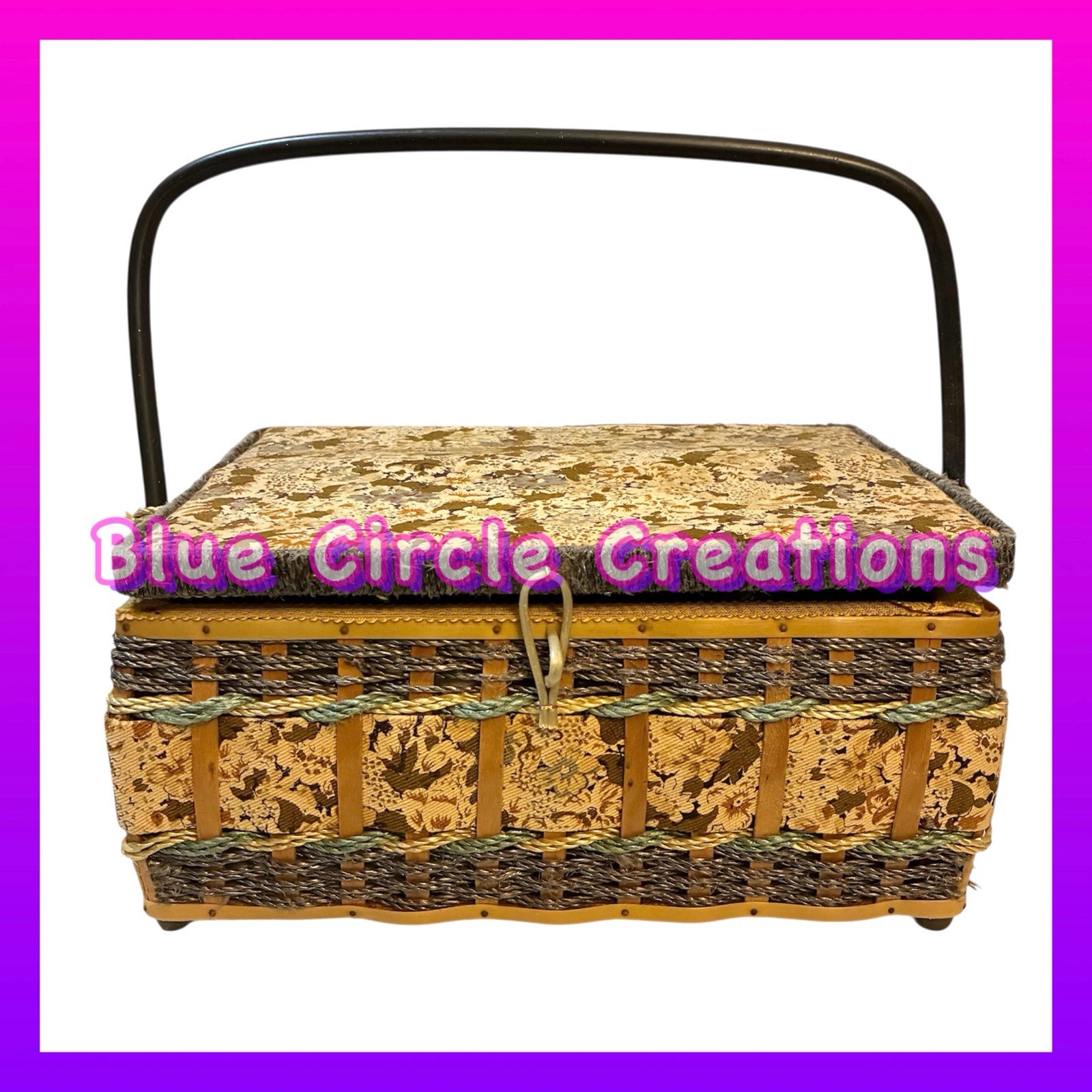 Vintage Sewing Kit Basket with Supplies