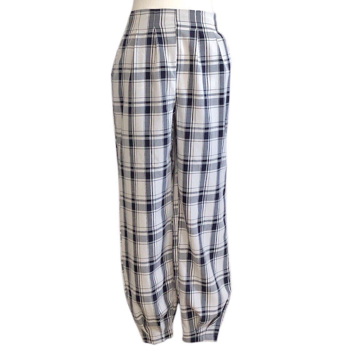 Unity High Waist Tartan Paperbag Pants - Black/White - Medium - photo 2