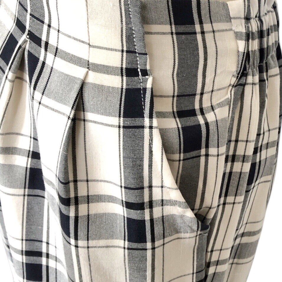 Unity High Waist Tartan Paperbag Pants - Black/White - Medium - photo 5