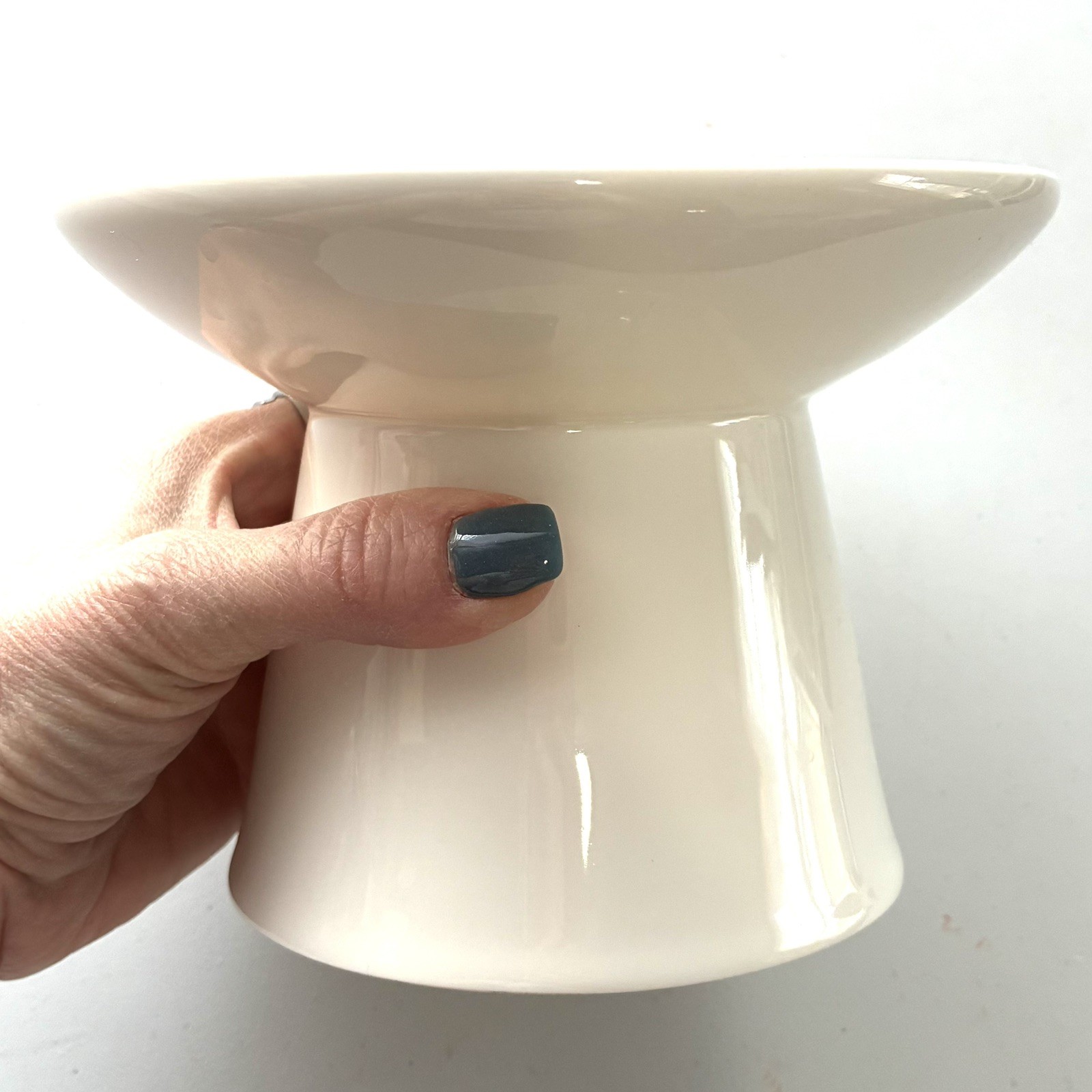 Cat Bowl Extra Wide Elevated Ceramic White 6.2 Inch - photo 2