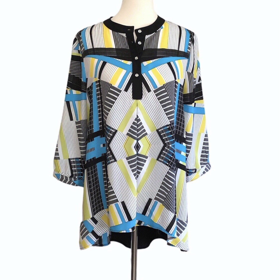Relativity Multicolored Semi Sheer Geo-Print Tunic M NWOT - photo 2