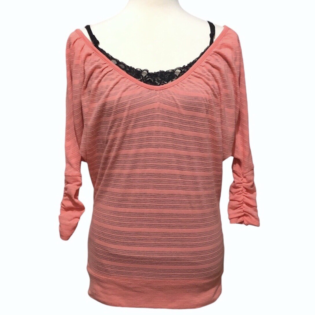 LAST CHANCE! Maurices Coral Sheer 3/4 Sleeve Top - Size S - photo 3
