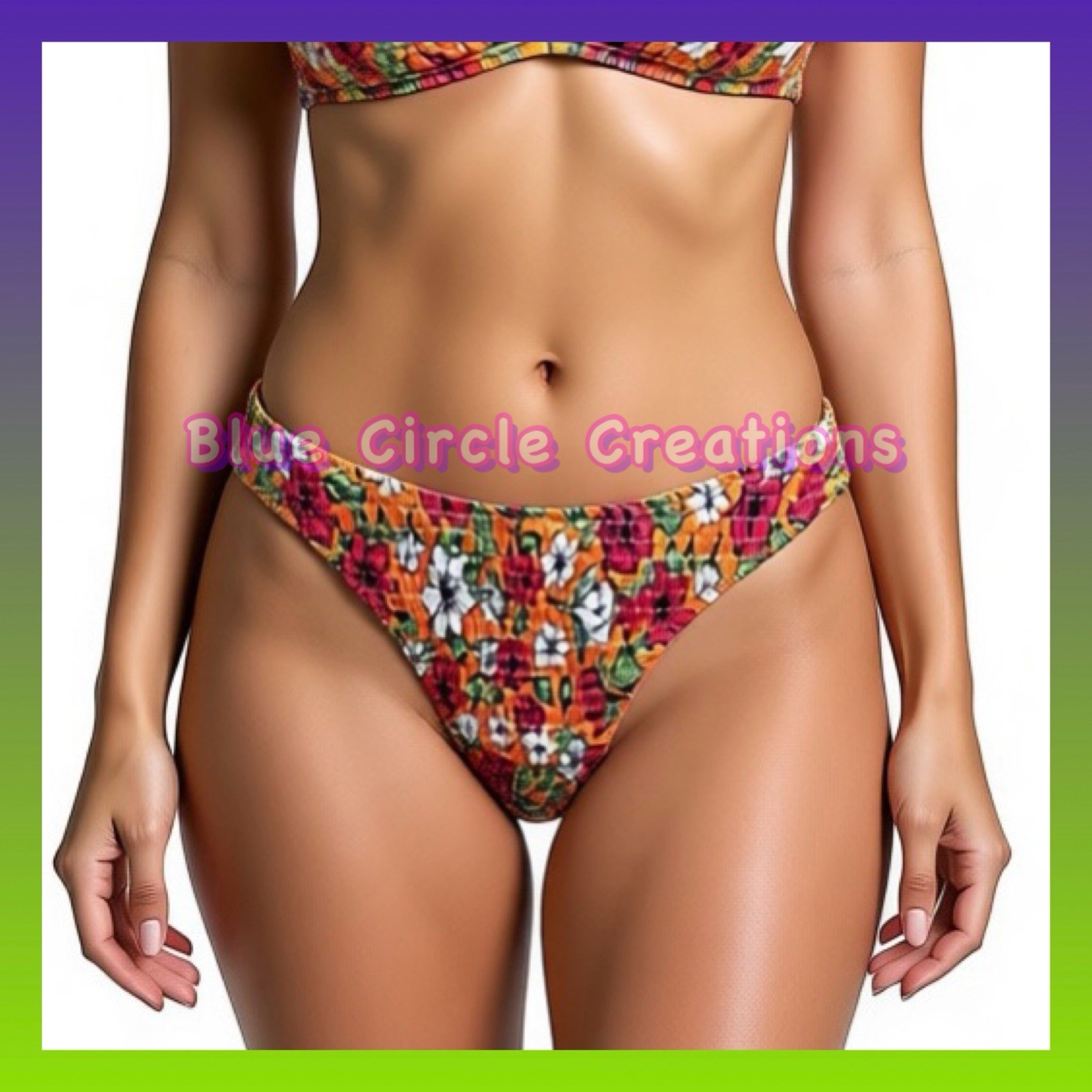 Floral High Stretch Cheeky Bikini Swim Bottoms - Size Medium