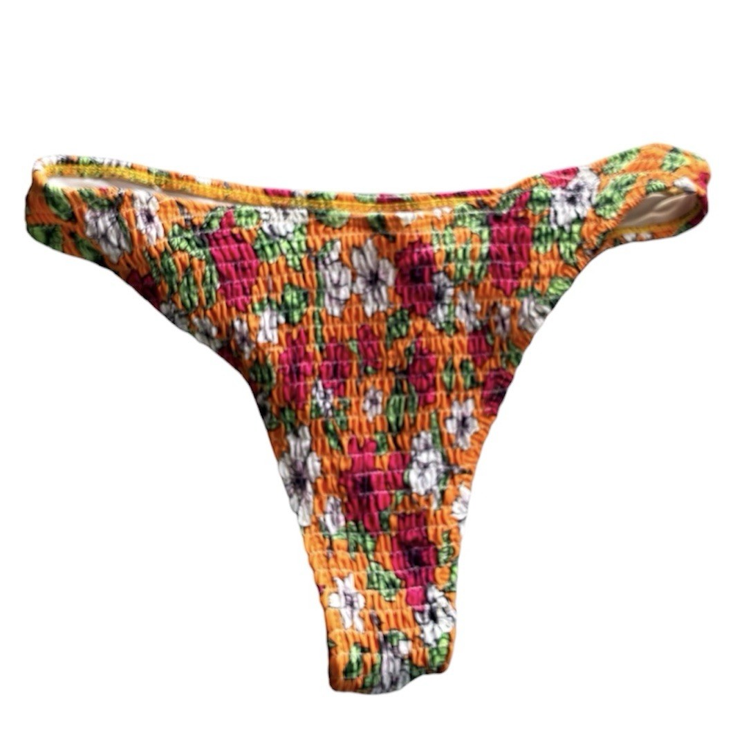 Floral High Stretch Cheeky Bikini Swim Bottoms - Size Medium - photo 3