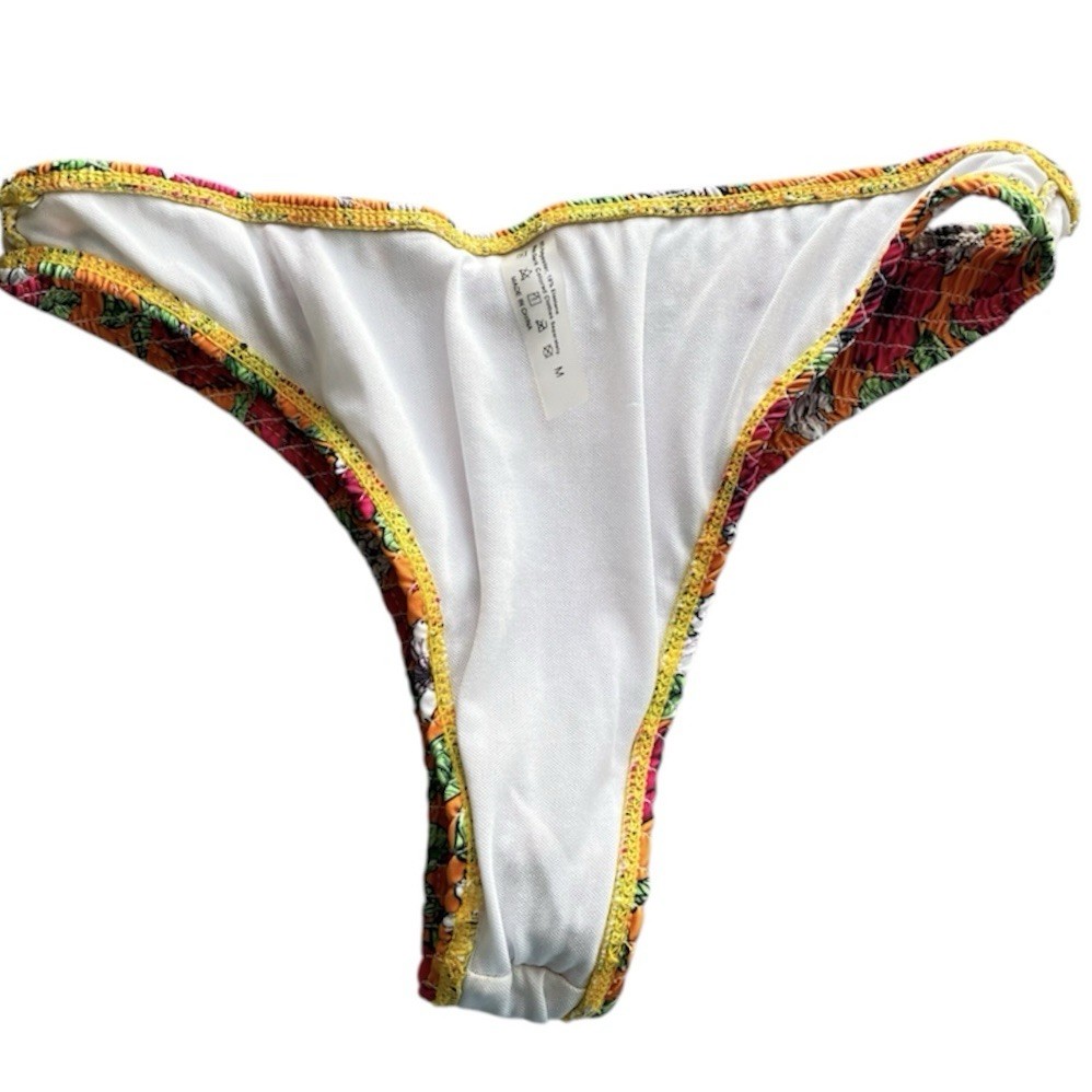 Floral High Stretch Cheeky Bikini Swim Bottoms - Size Medium - photo 5