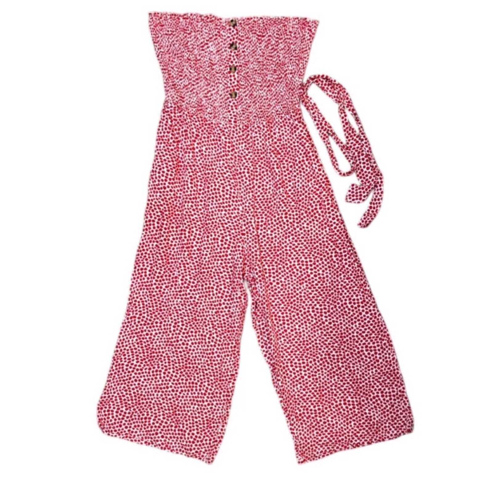 Red and White Floral Strapless Jumpsuit NWT - Size XL - photo 2