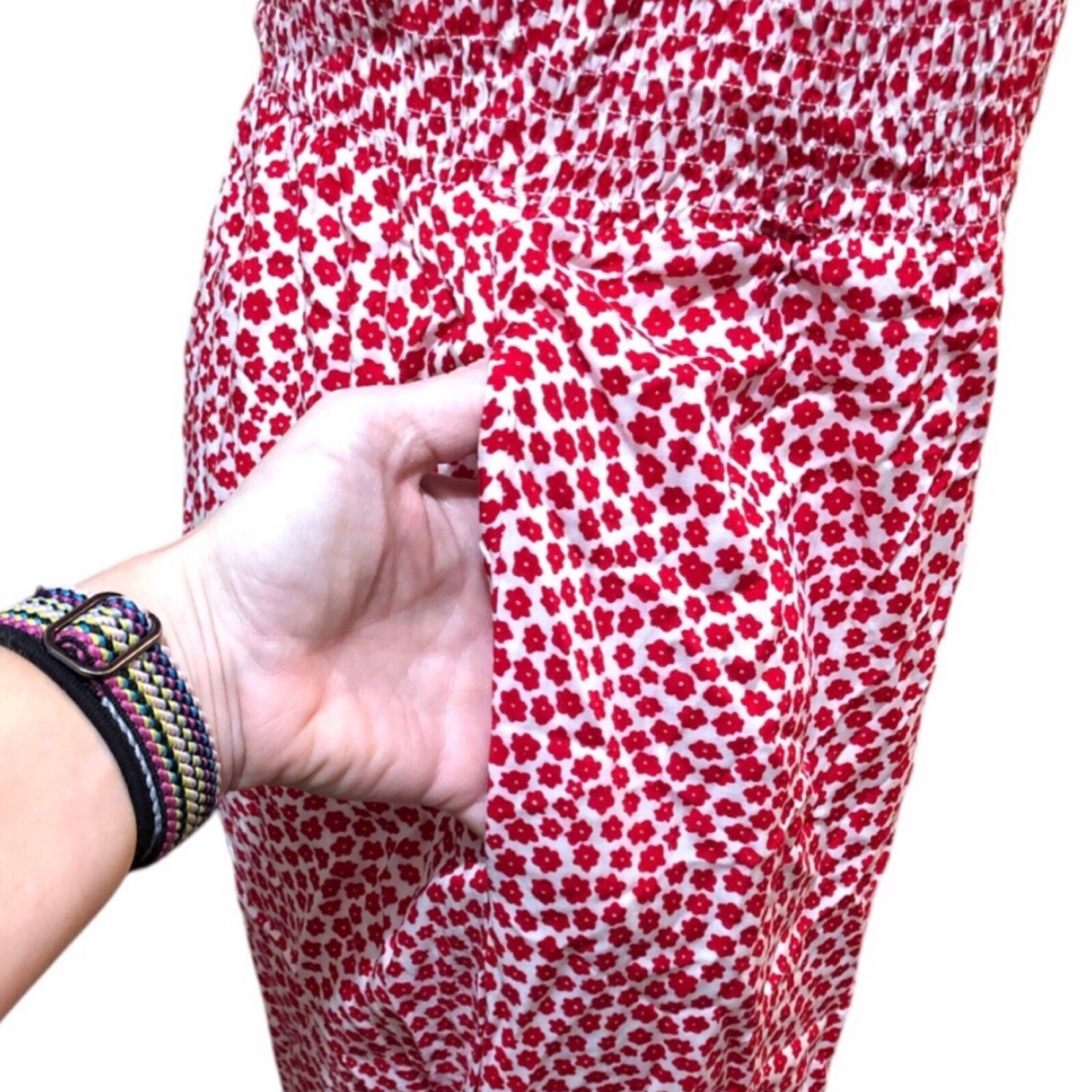 Red and White Floral Strapless Jumpsuit NWT - Size XL - photo 4
