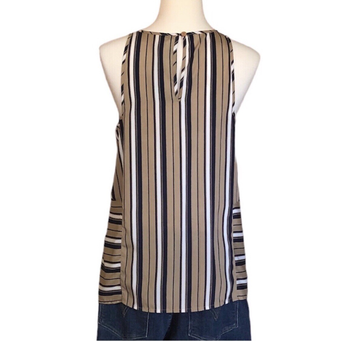 Influence Fashion Co. NWT Tan Black White Striped Sleeveless Top - photo 4