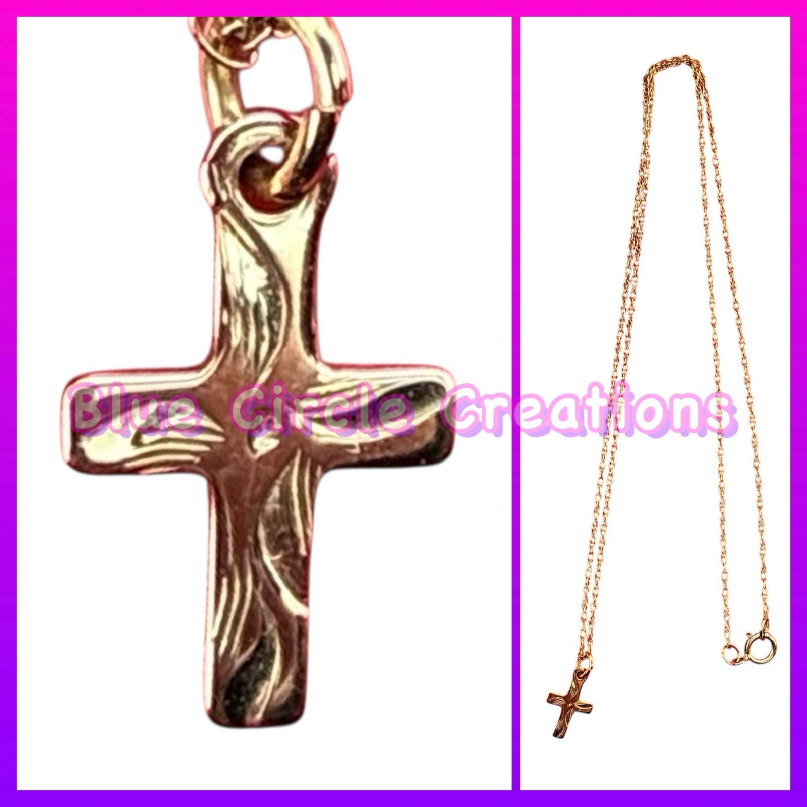 Vintage 14K Gold Plated Cross Pendant Necklace