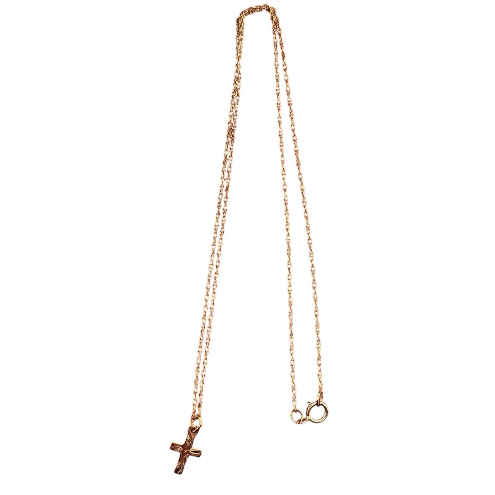 Vintage 14K Gold Plated Cross Pendant Necklace - photo 2