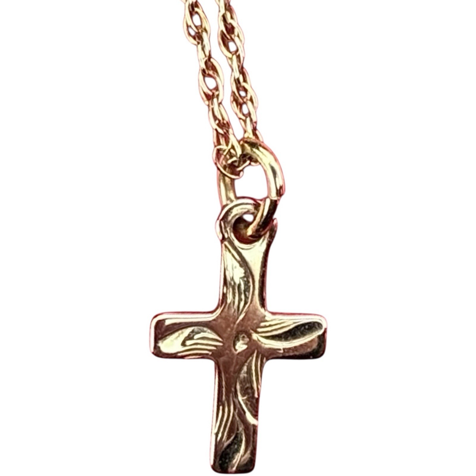 Vintage 14K Gold Plated Cross Pendant Necklace - photo 3