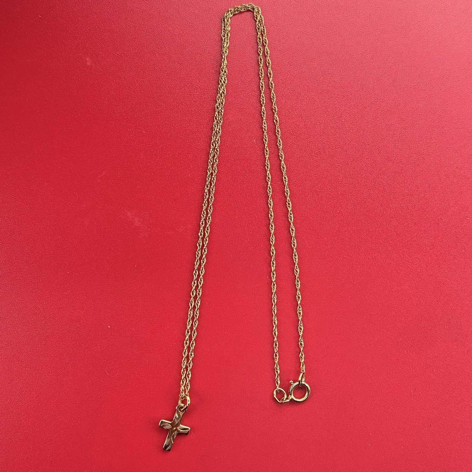 Vintage 14K Gold Plated Cross Pendant Necklace - photo 4
