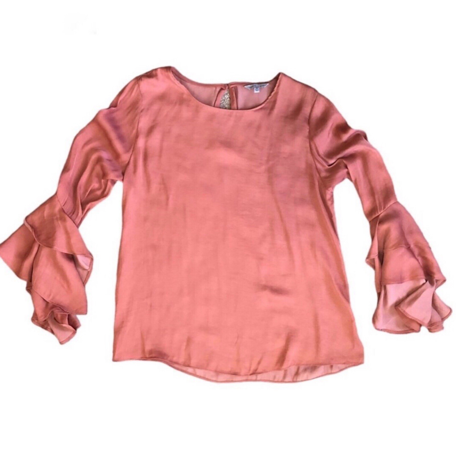 Naked Zebra Coral Ruffled Bell Sleeve Blouse M - photo 4