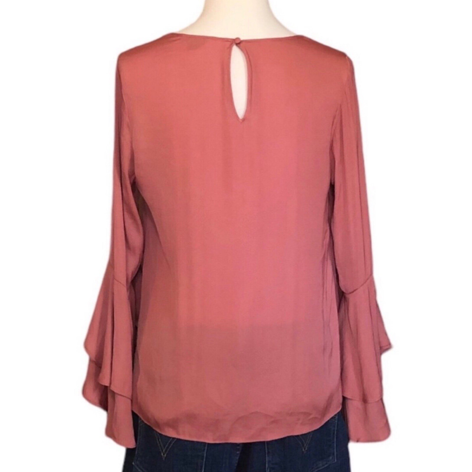 Naked Zebra Coral Ruffled Bell Sleeve Blouse M - photo 5