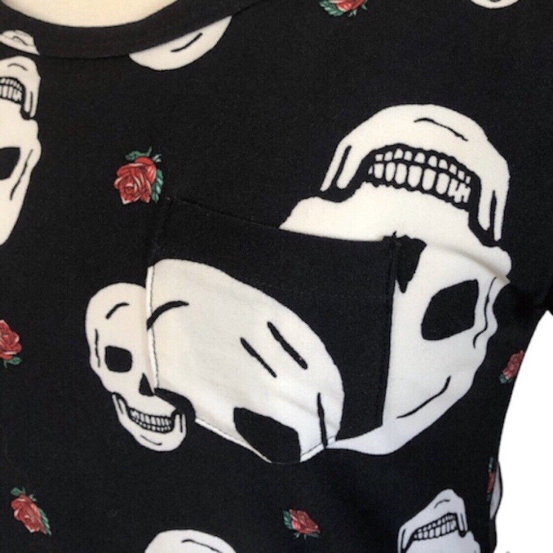 No Boundaries Skull Dia De Los Muertos Halloween Scoop Tee L - photo 5