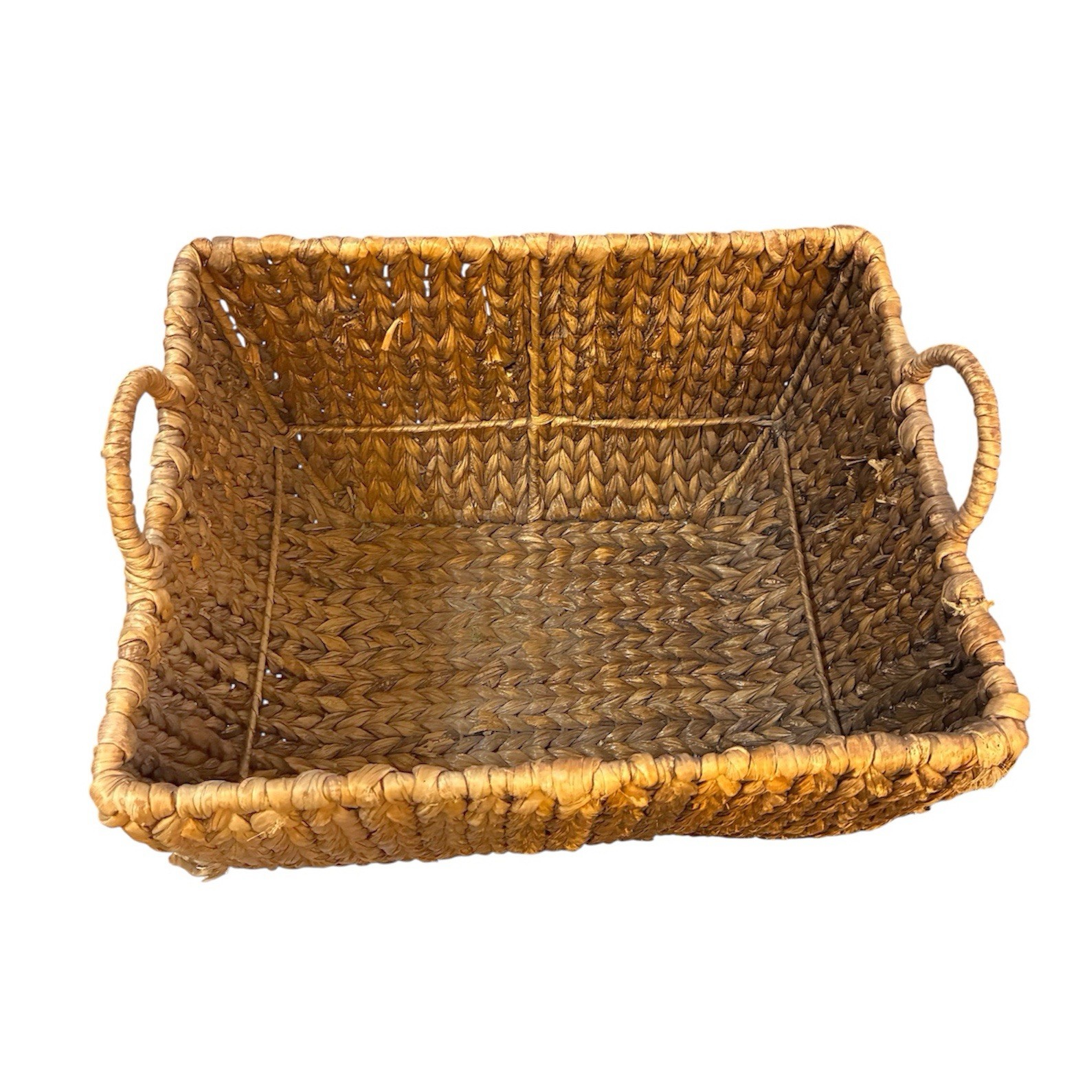 Large Rectangular Vintage Seagrass Woven Basket w/ Handles - photo 5