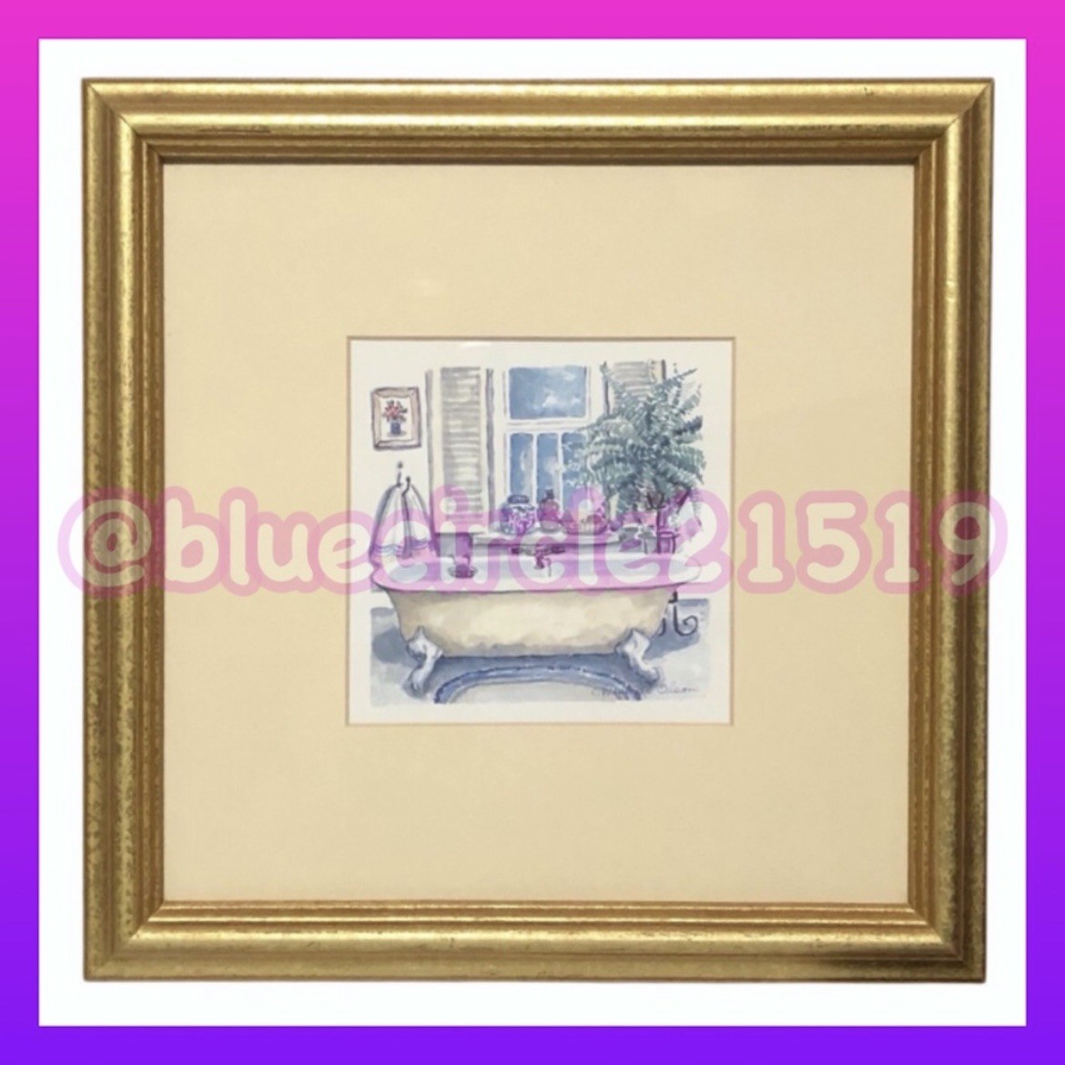 C. Winterle Olson Bathroom Bathtub Vintage Art Framed Print/Lith