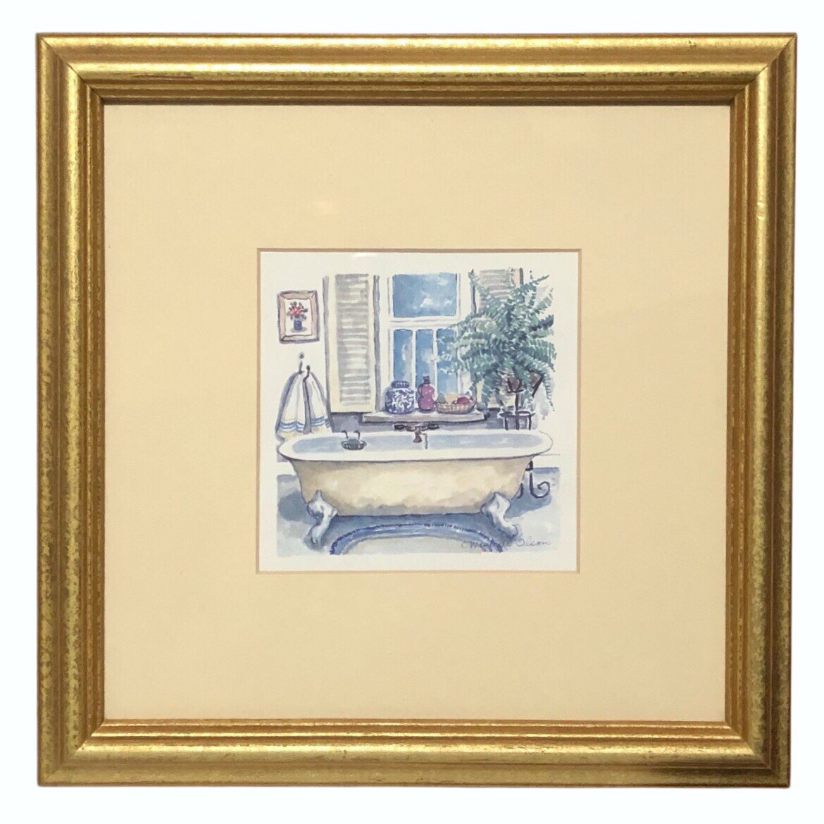 C. Winterle Olson Bathroom Bathtub Vintage Art Framed Print/Lith - photo 5