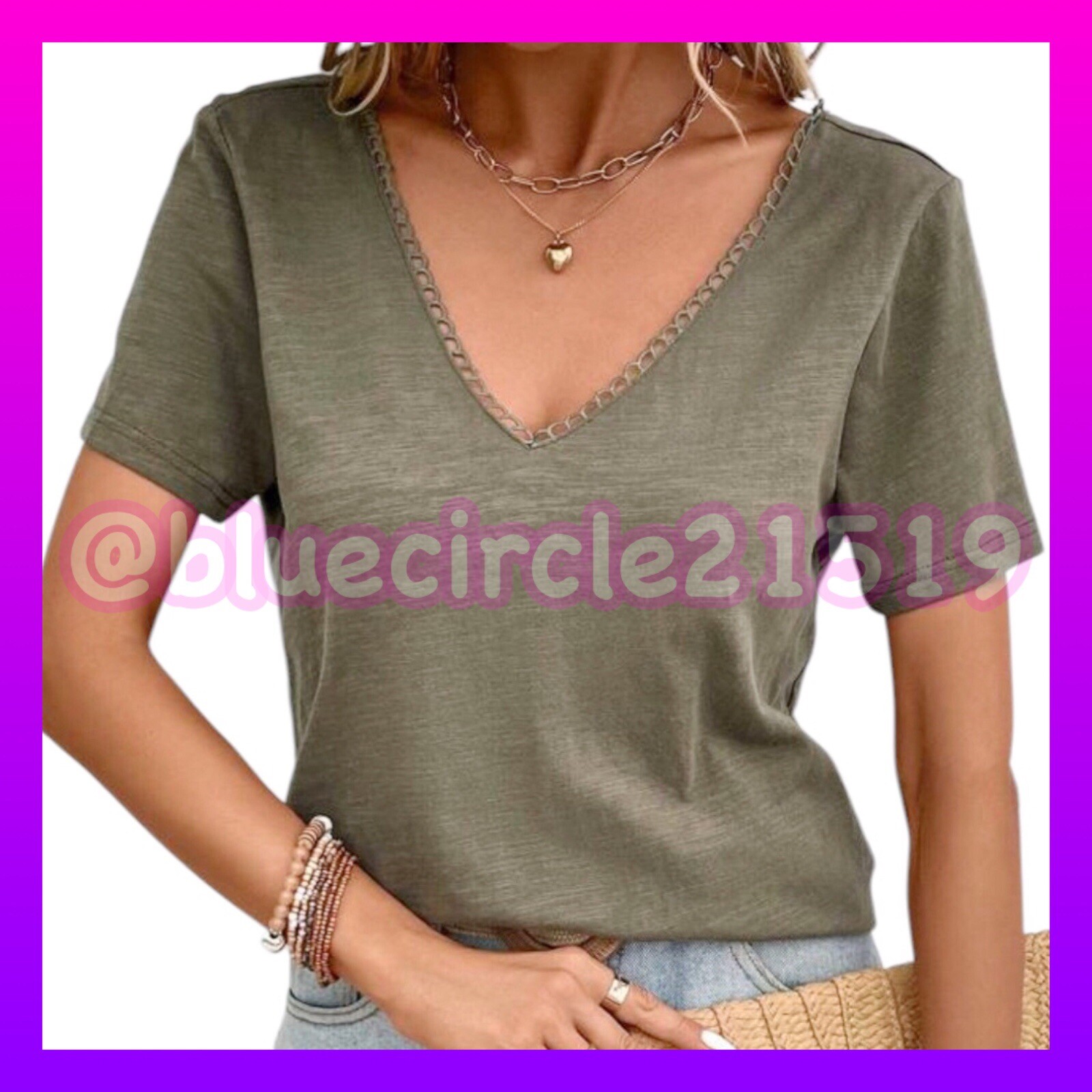 LAST CHANCE! Lune Solid Button Back Short Sleeve Tee - Size Medi