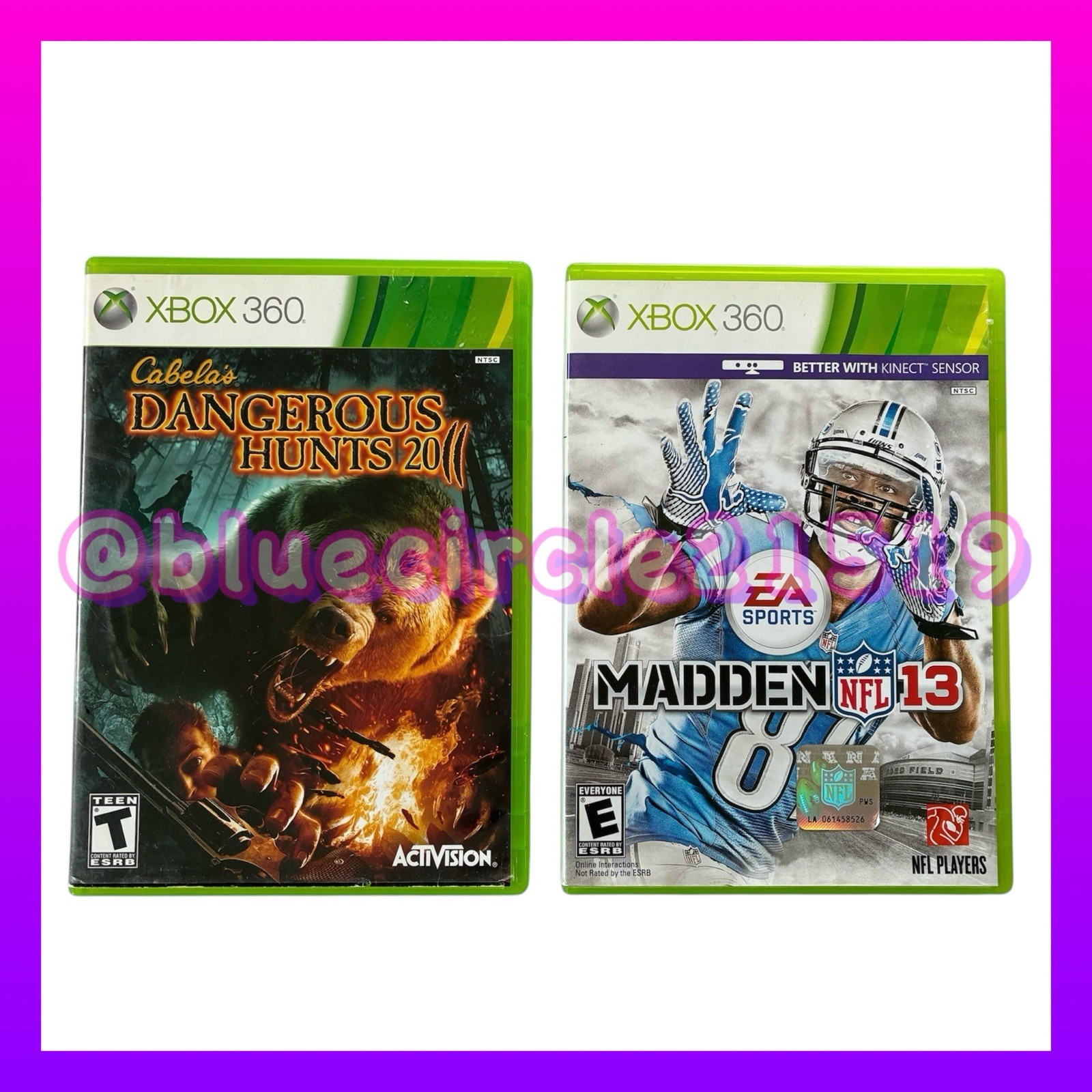 Xbox 360 2 Piece Video Games Bundle Madden and Cabela’s