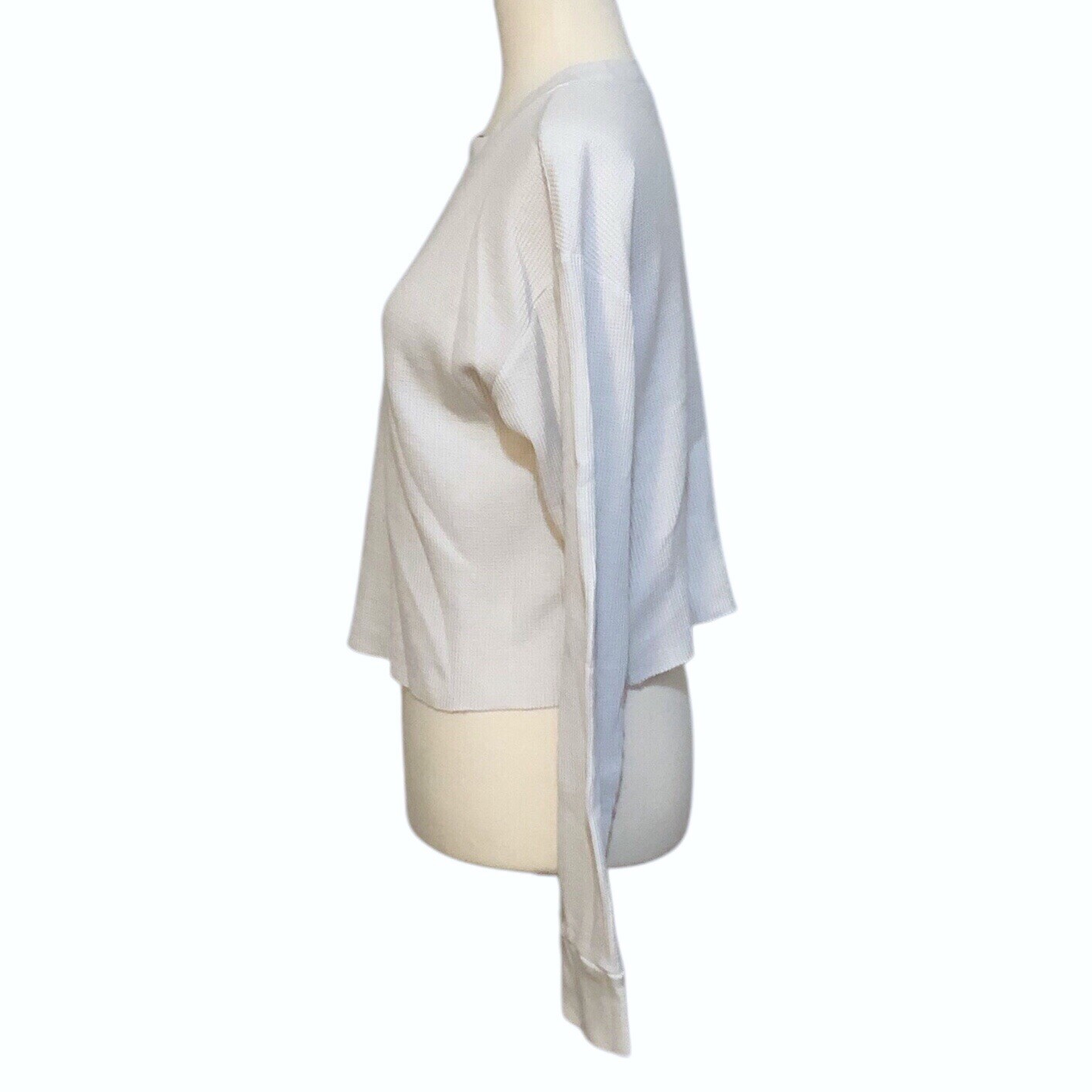 Wild Fable White Cropped Waffle Knit Thermal Long Sleeves Top - - photo 4