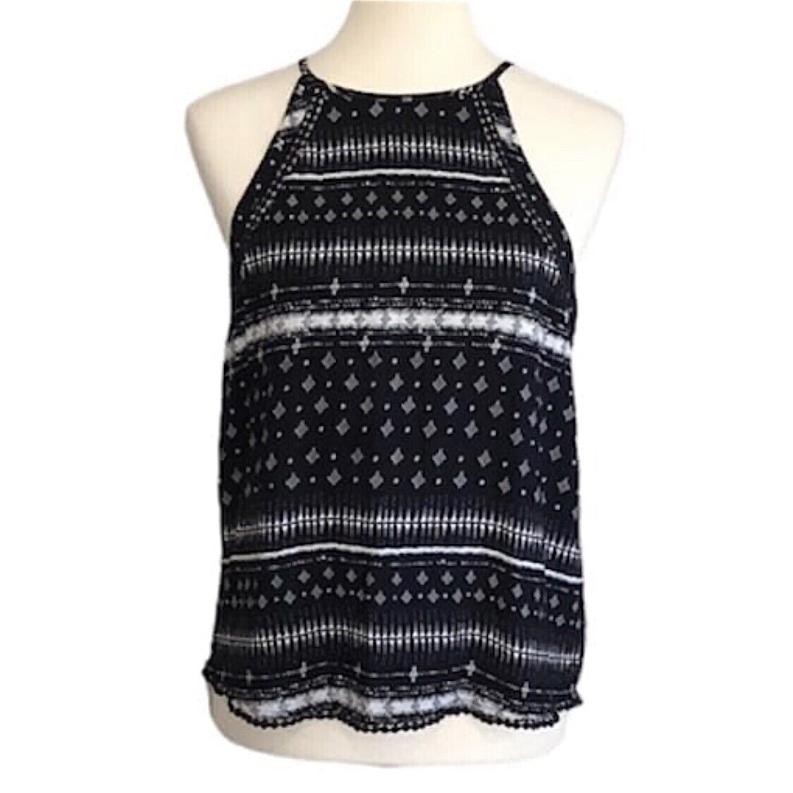 Mudd Halter Top Aztec Print Black And White Size Medium - photo 2