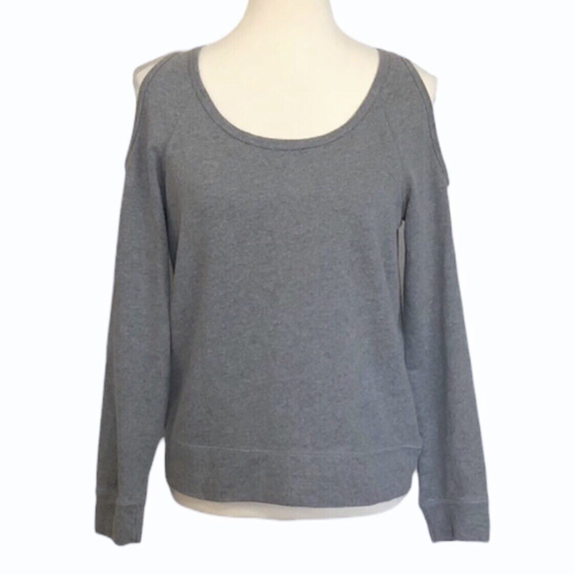 Maurices Cold Shoulder Solid Gray Pullover Sweatshirt Size Mediu - photo 3