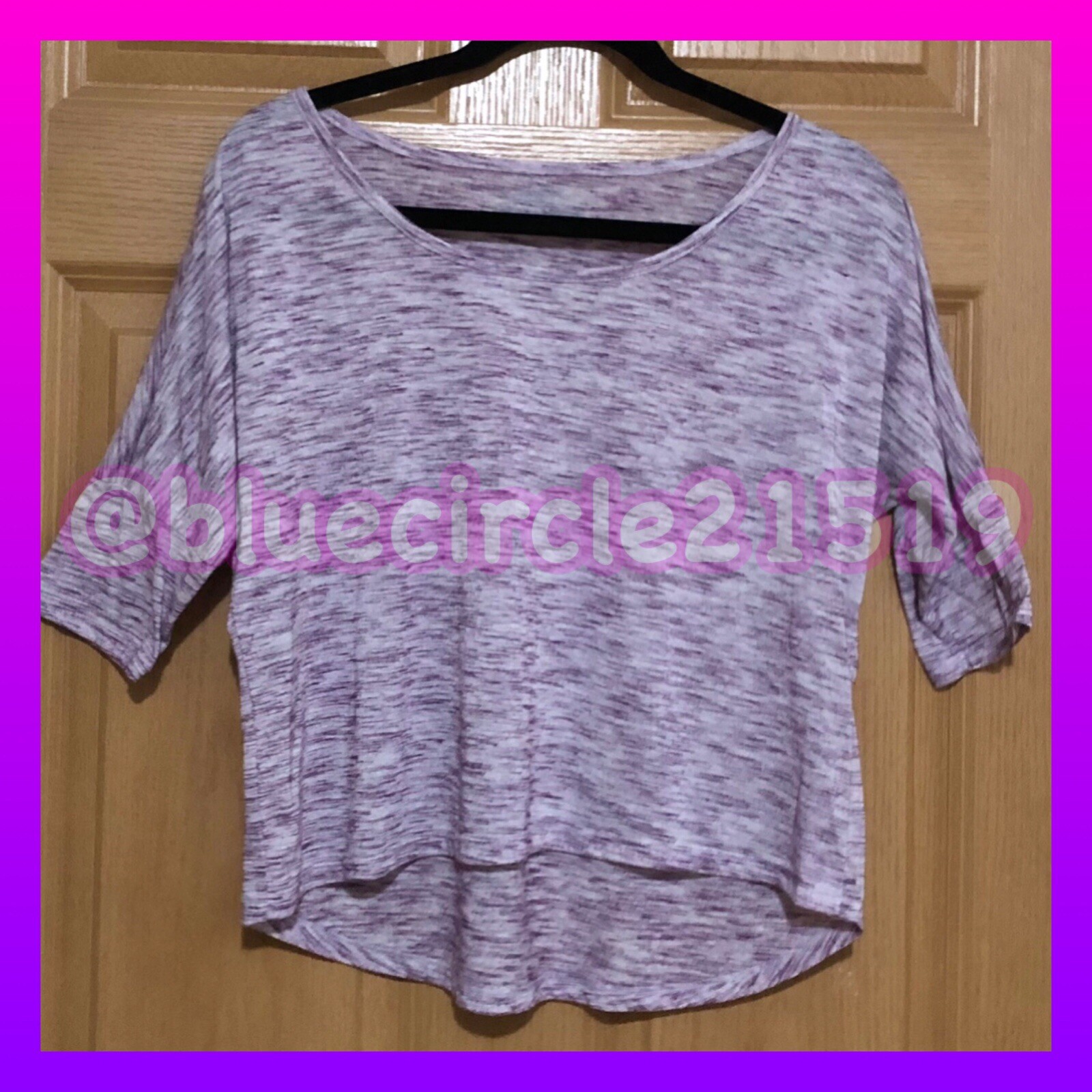 Mudd Hi-Lo 3/4 Sleeve Batwing Purple White Casual Top Medium