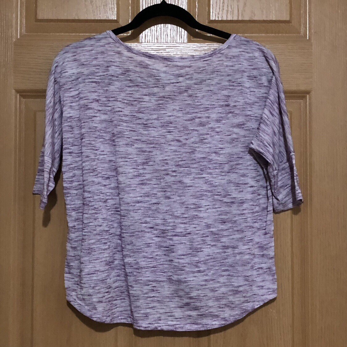 Mudd Hi-Lo 3/4 Sleeve Batwing Purple White Casual Top Medium - photo 5
