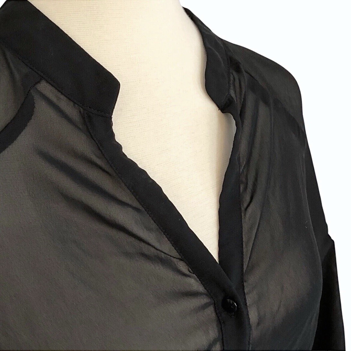 L8teR Black Sheer Button Down Hi-Lo Top - Size M - photo 4